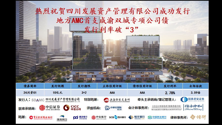 看好雙城經(jīng)濟(jì)，發(fā)行利率破“3”—川發(fā)資管成功發(fā)行成渝雙城專項(xiàng)公司債